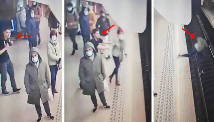 رونگٹے کھڑے کر دینے والی ویڈیو، خاتون کو تیز رفتار ٹرین کے آگے پھینک دیا