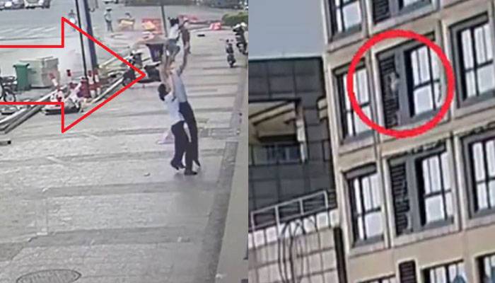 ایک شخص نے 5ویں منزل سے گرتی بچی کی جان بچا لی: ویڈیو دیکھیں