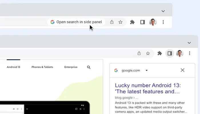 گوگل کروم نے نیا فیچر 'سائیڈ بار' متعارف کرادیا