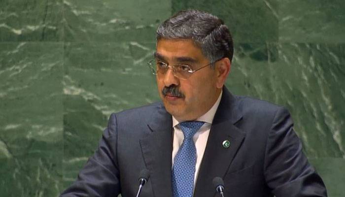 کشمیر پر سلامتی کونسل کی قراردادوں پر عملدرآمد یقینی بنایا جائے،نگران وزیراعظم کا خطاب