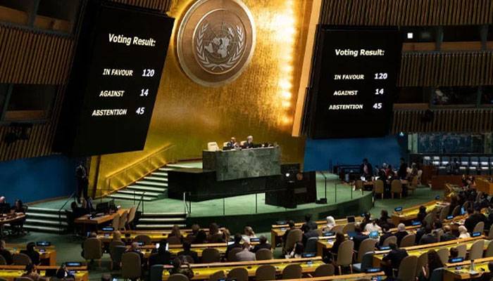 اقوام متحدہ میں مظلوم فلسطینیوں کے حق میں قرارداد منظور، اسرائیل کی شدید تنقید