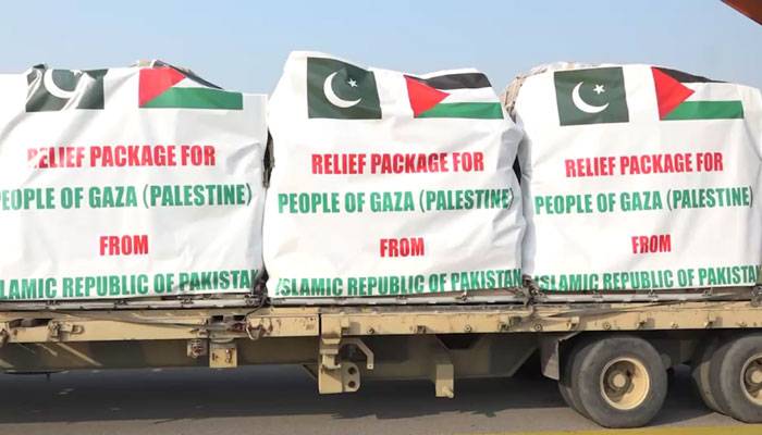 غزہ کیلئے پاکستان سے 20 ٹن امدادی سامان کی تیسری کھیپ روانہ
