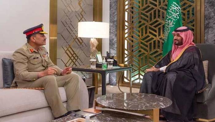 آرمی چیف کی سعودی ولی عہد سےملاقات،سیکورٹی تعاون سمیت دیگرامورپرتبادلہ خیال