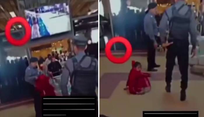 ایئرپورٹ پرسکیورٹی افسر کی چھوٹی بچی کو بالوں سے پکڑکرنیچےپھینکنےکی ویڈیووائرل