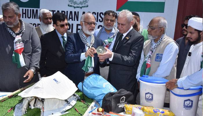 غزہ کیلئے پاکستان سے امدادی سامان کی آٹھویں کھیپ روانہ کردی گئی
