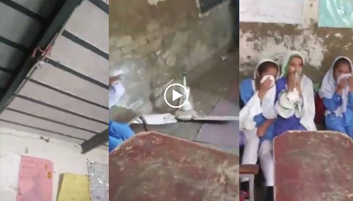 ویڈیو؛کلاس روم میں چھت کا پنکھا خاتون ٹیچر پر گر گیا