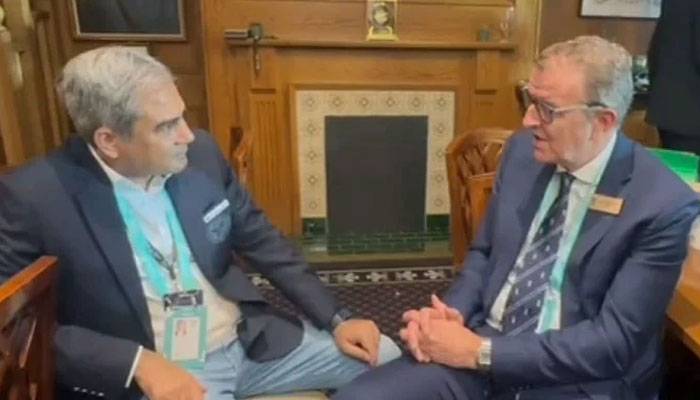 محسن نقوی کی انگلش کرکٹ بورڈ کے چیئرمین سے ملاقات، انگلینڈ ٹی 20 کرکٹ سیریز پر تبادلہ خیال