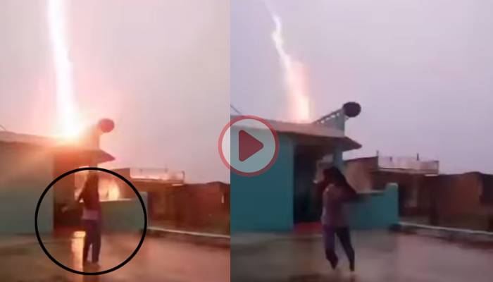 ویڈیو؛ آسمانی بجلی گرنے کا خوفناک منظر، لڑکی معجزاتی طور پر بچ گئی