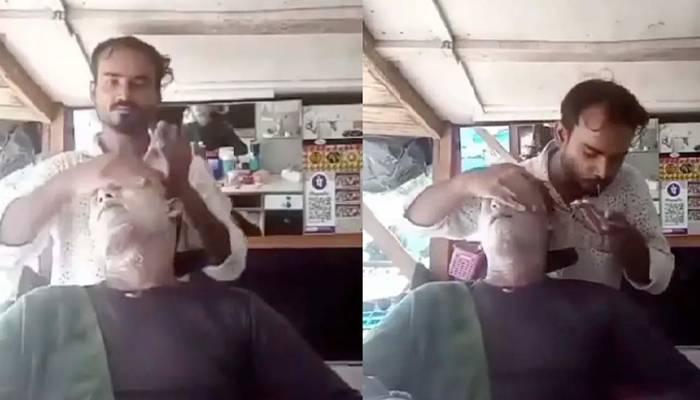 UP Barber Uses Spit To Massage Customer’s Face,kannuj india