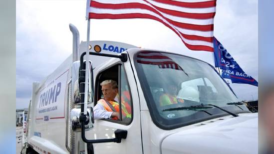 trump on garbage truck