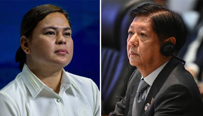 Philippine Vice President Sara Duterte, left, and President Ferdinand Marcos Jr