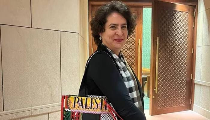 priyanka gandhi sensation of palestinian bag