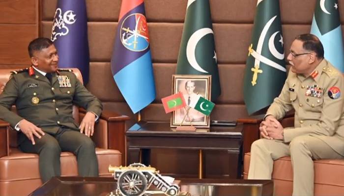 مالدیپ کے چیف آف ڈیفنس سٹاف کی چیئرمین جوائنٹ چیفس آف سٹاف کمیٹی جنرل ساحر شمشاد سے ملاقات 