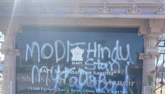 Hindu temple defaced in California with anti-India graffiti