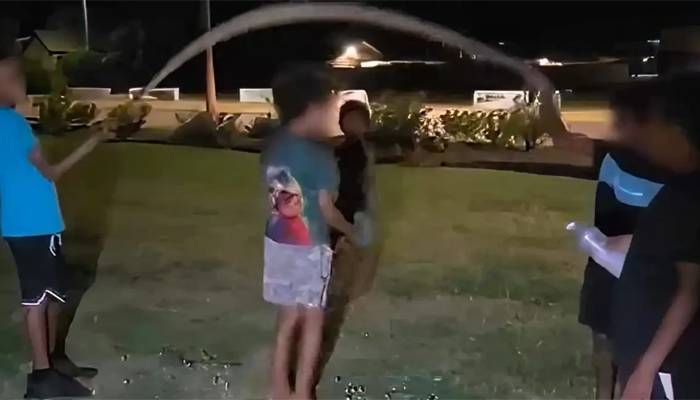 بچوں نے اژدھا کو ہی کودنے والی رسّی بنا لیا، ویڈیو وائرل