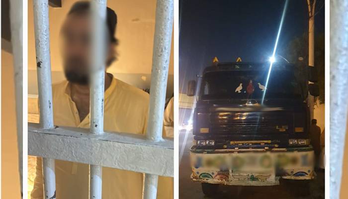 کراچی؛ پولیس کی گاڑی کو ٹکر مارنے والےڈمپر ڈرائیور نے گرفتاری دیدی 