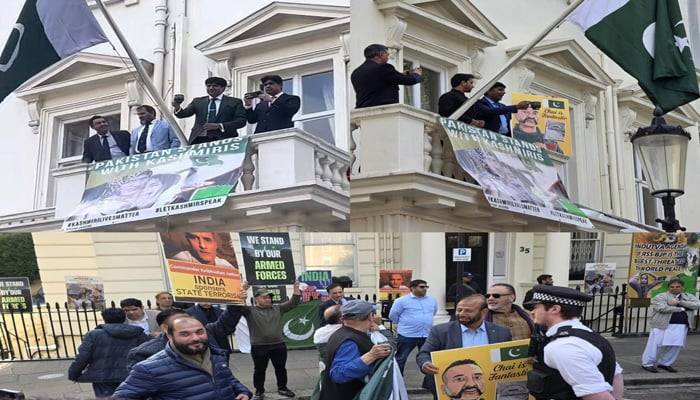 لندن، پاکستان اور کشمیری کمیونٹی کا بھارت کے خلاف احتجاج،'نندن' کی یاد دلادی