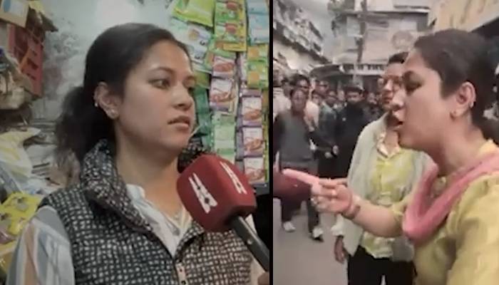 پہلگام فالس فلیگ،انتہا پسند ہندوؤں کی جنونیت کیخلاف نہتی لڑکی ڈٹ گئی