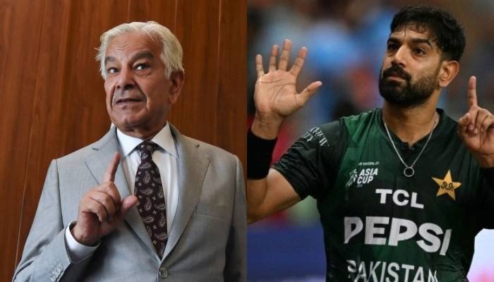 وزیر دفاع خواجہ آصف کا میچ کے دوران حارث رؤف کے '0-6' اشارے پر ردعمل