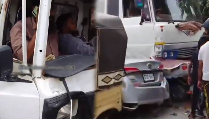 کراچی  میں تیز رفتار ٹینکر گاڑیوں پر چڑھ دوڑا، 2خواتین سمیت 4افراد زخمی 
