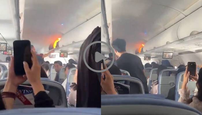 فضائی سفر کے دوران مسافر طیارے میں آگ، واقعہ کی ویڈیو منظرعام پر آگئی