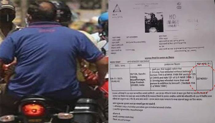 موٹر سائیکل سوار کو ہیلمٹ نہ پہننے پر 21 لاکھ روپے کا چالان