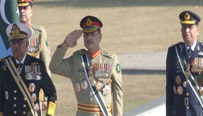 چیف آف ڈیفنس فورسزسیدعاصم منیر کے اعزاز میں جی ایچ کیو میں تقریب،گارڈ آف آنر پیش