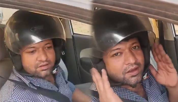 کار میں ہیلمٹ نہ پہننے پر چالان، شہری کی ہیلمٹ پہن کر کار چلاتے ویڈیو وائرل