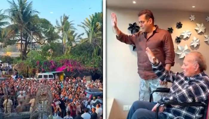 سلمان خان کی رہائش گاہ کے باہر مداحوں کا ہجوم، ایک جھلک کے منتظر