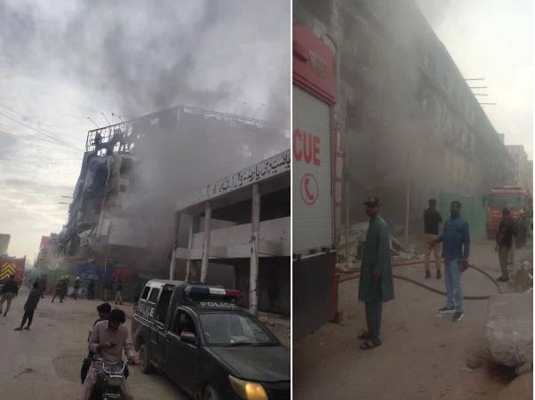 گل پلازہ کی تباہ شدہ عمارت میں دوبارہ آگ بھڑک اٹھی