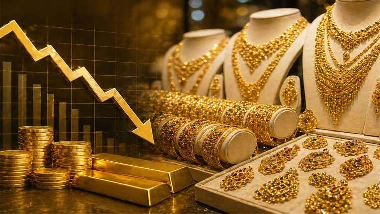 سونے کی قیمتوں میں مسلسل پانچویں روز کمی، فی تولہ 4 ہزار 700 روپے سستا