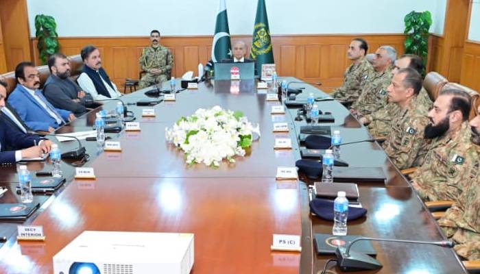 وزیر اعظم کی زیر صدارت نیشنل ایکشن پلان کی صوبائی ایپکس کمیٹی کا اجلاس ، فیلڈ مارشل عاصم منیر شریک