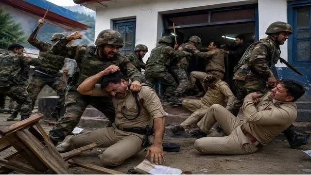 مقبوضہ جموں و کشمیر میں بھارتی فوجی اہلکاروں کے ہاتھوں پولیس حکام کی مار پٹائی
