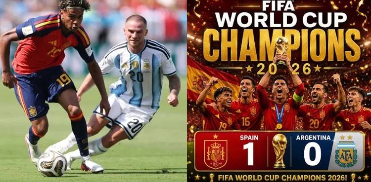 فیفا ورلڈ کپ 2026 کے فائنل میں ارجنٹینا کو شکست دیکر اسپین عالمی چیمپیئن بن گیا