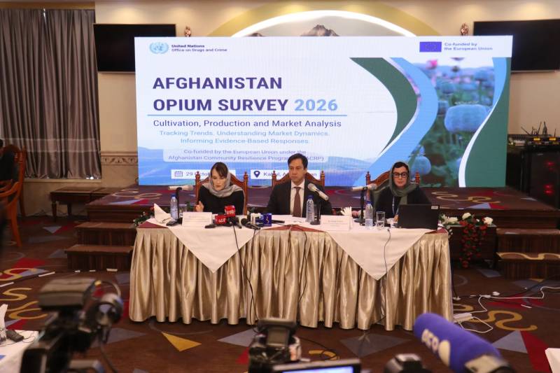 اقوام متحدہ کے ادارے یو این او ڈی سی کی افغانستان میں افیون کی کاشت اور پیداوار پر سالانہ سروے رپورٹ 2026 جاری